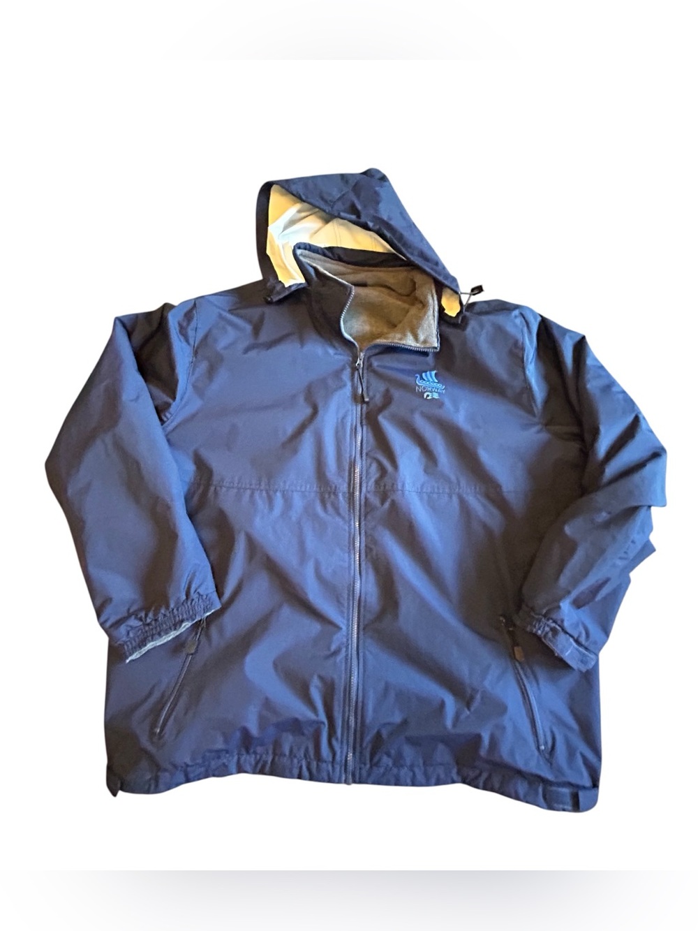 Men's Hooded Navy Raincoat with Fleece Lining